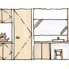 「猫と暮らす中庭テラスのある家」の間取り(2/2) | 平屋・28坪・1LDK